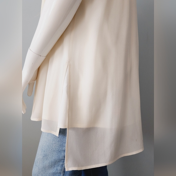 [2X] EILEEN FISHER 100% Silk Button Down Semi Sheer Short Sleeve Blouse - Picture 12 of 15